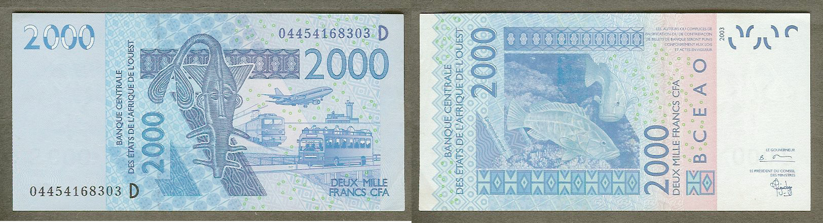 Afrique de l\'Ouest 2000 Francs type 2003 SUP+